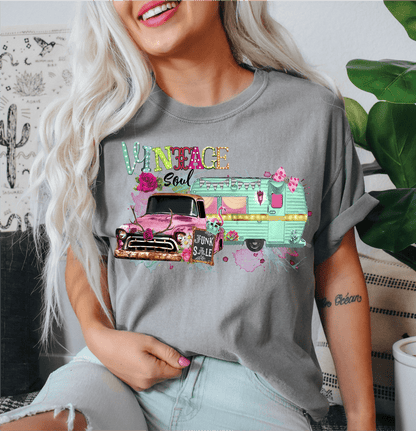 Vintage Soul truck camper Junk Sale size ADULT 8.5x13 DTF TRANSFERPRINT TO ORDER - Do it yourself Transfers